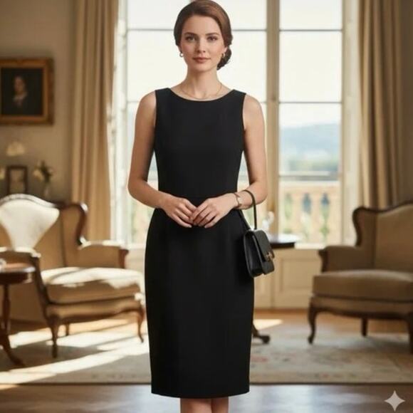 Talbots Classic Ponte Sheath Dress In Black - Picture 1 of 7